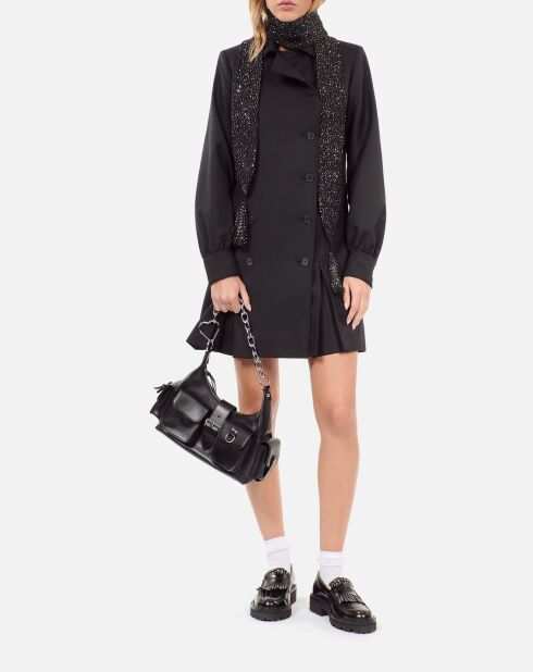 Écharpe fine à sequins en maille noire