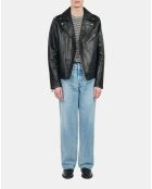Blouson biker en cuir noir
