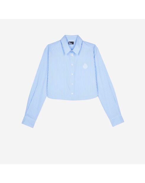 Chemise courte à rayures bleue et blanche