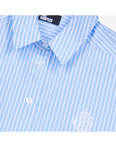 Chemise courte à rayures bleue et blanche