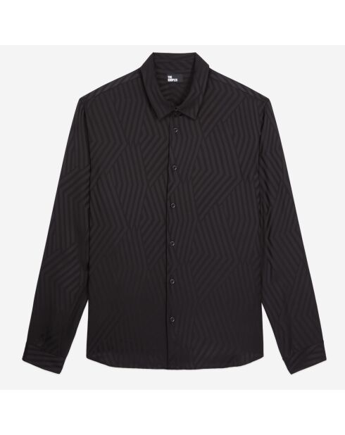 Chemise jacquard géometrique noire