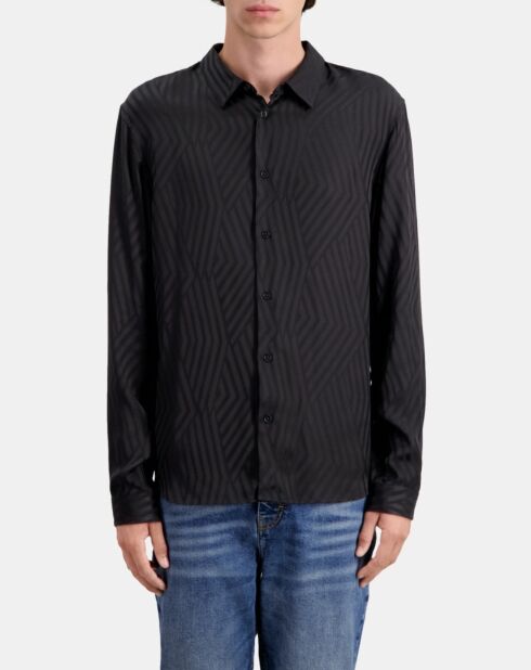 Chemise jacquard géometrique noire