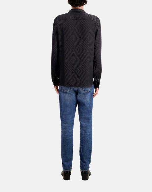 Chemise jacquard géometrique noire