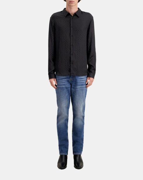 Chemise jacquard géometrique noire