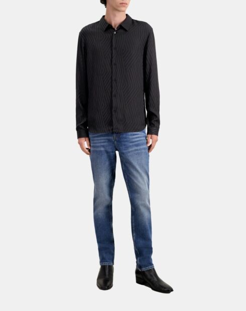 Chemise jacquard géometrique noire