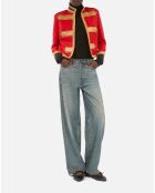 Veste style officier 100% laine rouge