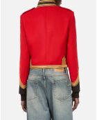 Veste style officier 100% laine rouge