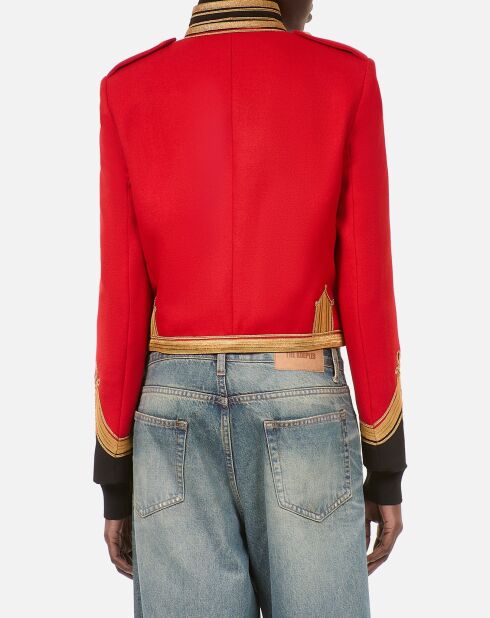 Veste style officier 100% laine rouge