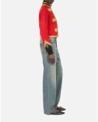 Veste style officier 100% laine rouge