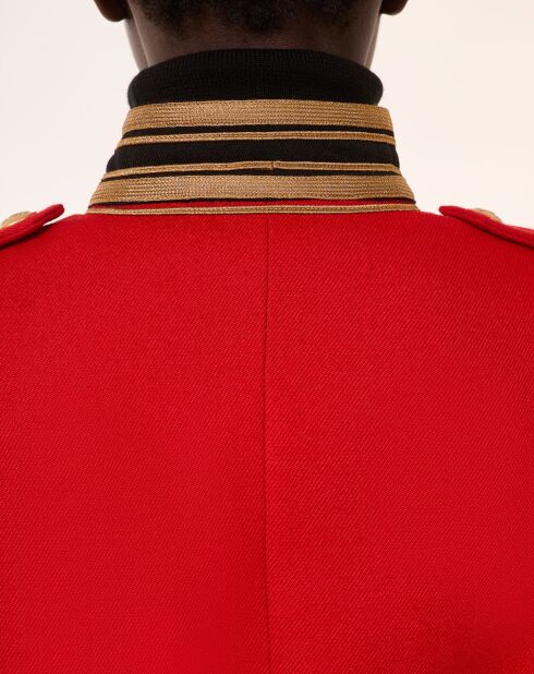 Veste style officier 100% laine rouge