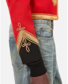 Veste style officier 100% laine rouge