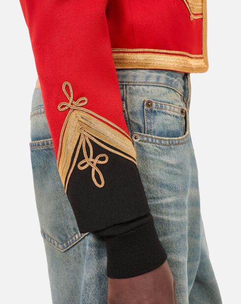 Veste style officier 100% laine rouge