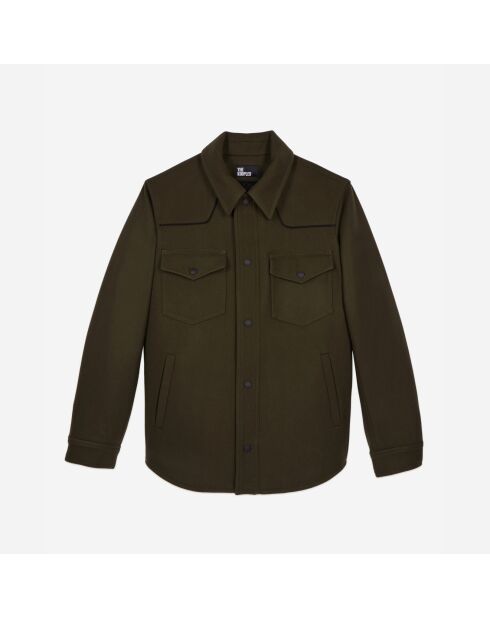 Blouson style surchemise en Laine mélangée kaki