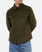 Blouson style surchemise en Laine mélangée kaki