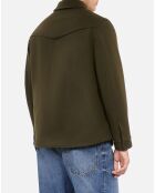 Blouson style surchemise en Laine mélangée kaki