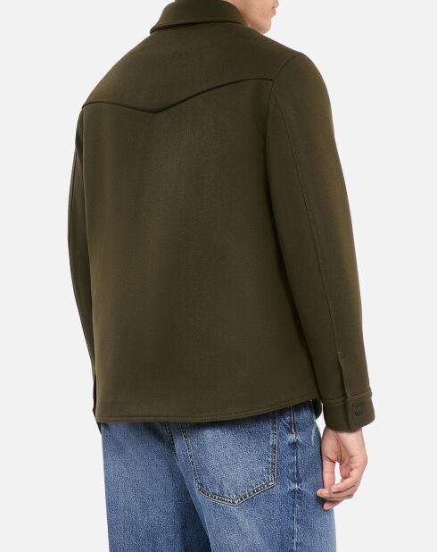 Blouson style surchemise en Laine mélangée kaki