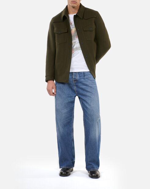 Blouson style surchemise en Laine mélangée kaki