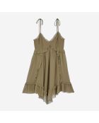 Robe courte 100% soie kaki