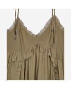 Robe courte 100% soie kaki