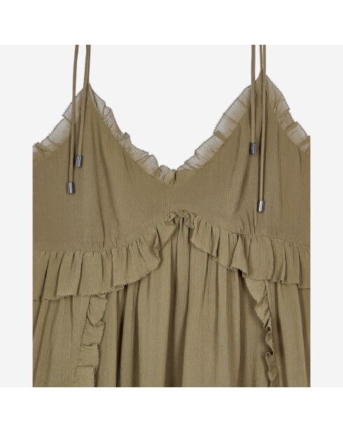 Robe courte 100% soie kaki