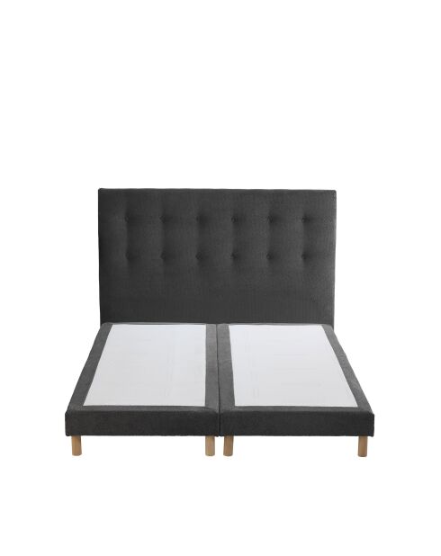 Ensemble matelas mémoire de forme ALTEA + sommier + tête de lit, chenille bouclettes Gris anthracite - 160x200 cm