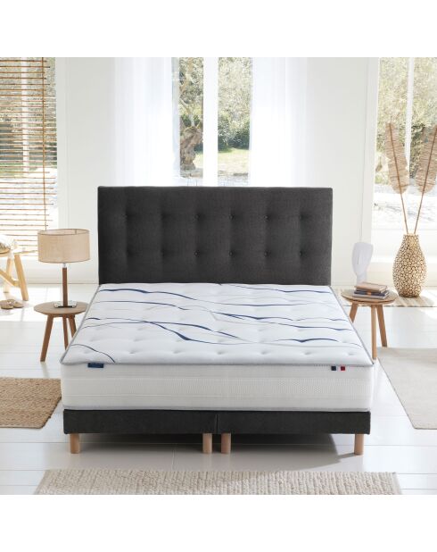 Ensemble matelas mousse HD SERENA + sommier, chenille bouclettes Gris anthracite - 180x200 cm