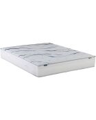 Ensemble matelas mousse HD SERENA + sommier + tête de lit, chenille bouclettes Gris clair - 180x200 cm