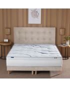 Ensemble matelas mousse ELYSIA + sommier, chenille bouclettes Crème - 180x200 cm