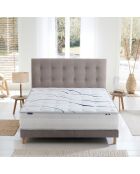 Ensemble matelas mémoire de forme ALTEA + sommier + tête de lit, chenille bouclettes Gris clair - 140x200 cm