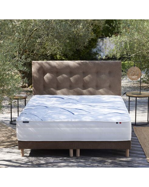 Ensemble matelas mémoire de forme ALTEA + sommier, chenille bouclettes Moka - 180x200 cm
