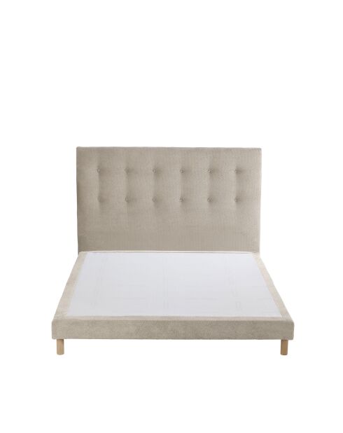 Ensemble sommier + tête de lit Eden chenille bouclettes Crème - 140x190 cm