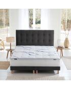 Ensemble matelas mousse HD SERENA + sommier + tête de lit, chenille bouclettes Gris anthracite - 160x200 cm
