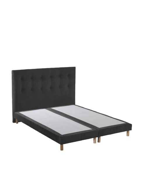 Ensemble matelas mousse HD SERENA + sommier + tête de lit, chenille bouclettes Gris anthracite - 160x200 cm