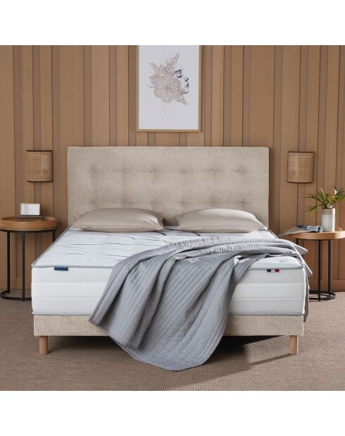 Tete de lit capitonnée Eden crème, chenille bouclettes - 140 cm