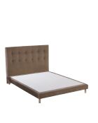 Ensemble matelas mousse HD NUVIA + sommier + tête de lit, chenille bouclettes Moka - 140x190 cm