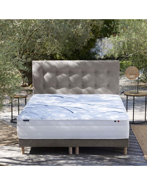 Ensemble matelas mousse ELYSIA + sommier, chenille bouclettes Gris clair - 180x200 cm