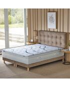 Ensemble sommier + tête de lit Eden chenille bouclettes Moka - 2x80x200 cm