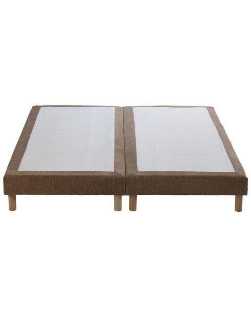 Ensemble sommier + tête de lit Eden chenille bouclettes Moka - 2x80x200 cm