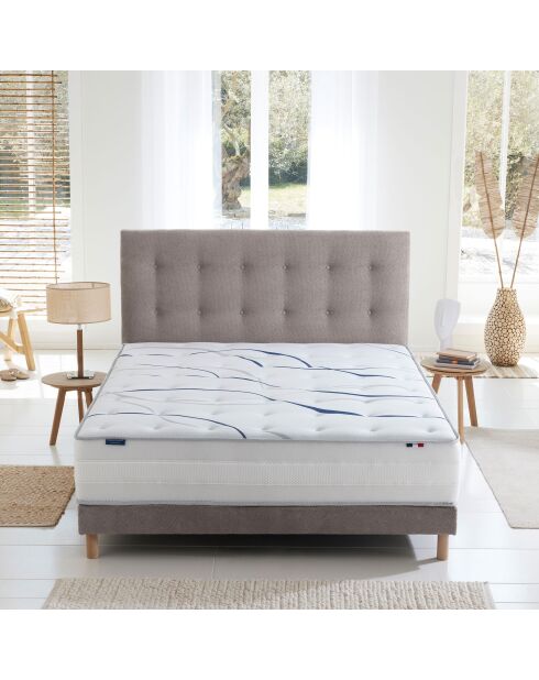 Ensemble matelas mémoire de forme MEMORIA + sommier + tête de lit, chenille bouclettes Gris clair - 140x200 cm