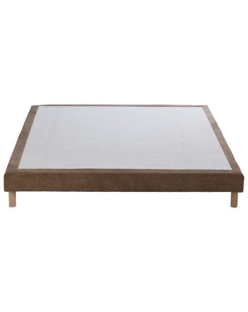 Ensemble sommier + tête de lit Eden chenille bouclettes Moka - 140x190 cm