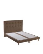 Ensemble matelas mousse HD NUVIA + sommier + tête de lit, chenille bouclettes Moka - 160x200 cm