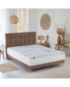 Tête de lit capitonnée Eden moka, chenille bouclettes - 140 cm