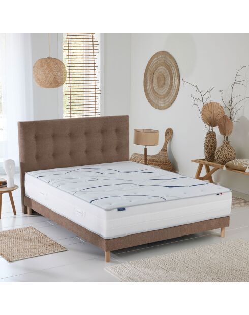 Tête de lit capitonnée Eden moka, chenille bouclettes - 140 cm