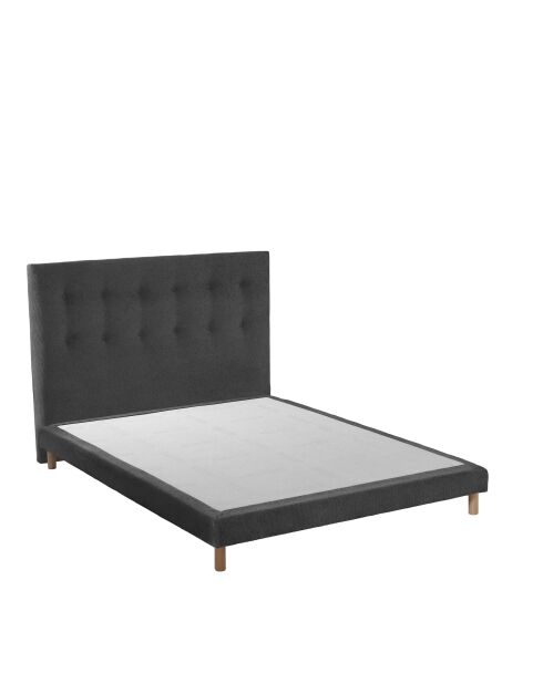 Ensemble matelas mousse ELYSIA + sommier + tête de lit, chenille bouclettes Gris anthracite - 140x200 cm