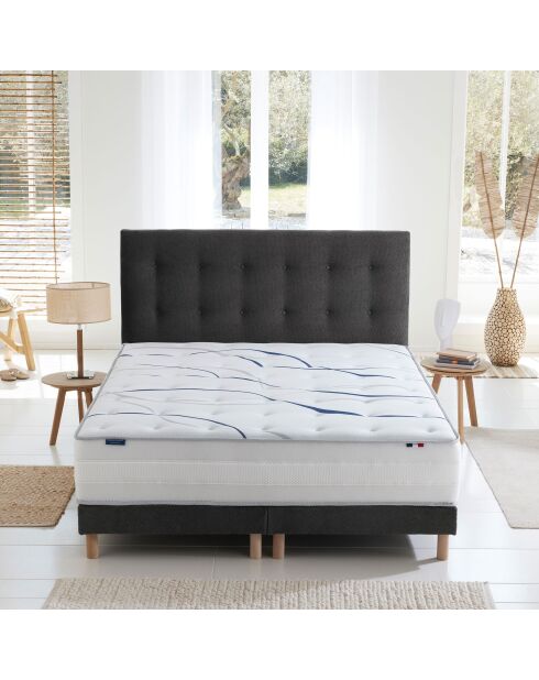 Ensemble matelas mousse ELYSIA + sommier, chenille bouclettes Gris anthracite - 180x200 cm