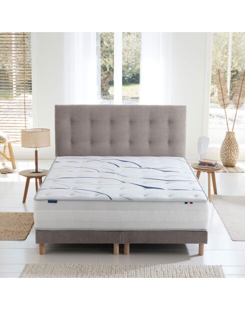 Ensemble matelas mémoire de forme MEMORIA + sommier + tête de lit, chenille bouclettes Gris clair - 160x200 cm
