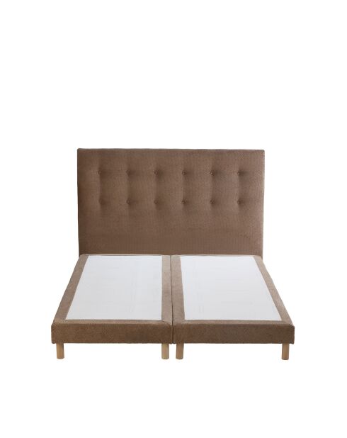 Ensemble sommier + tête de lit Eden chenille bouclettes Moka - 2x80x200 cm