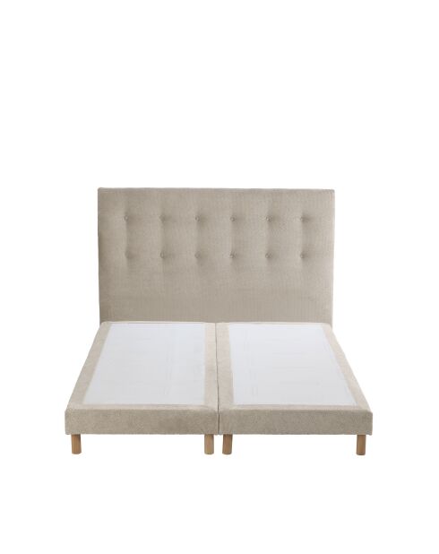 Ensemble sommier + tête de lit Eden chenille bouclettes Crème - 180x200 cm