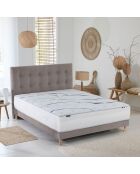 Ensemble sommier + tête de lit Eden chenille bouclettes Gris clair - 2x80x200 cm