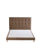 Ensemble sommier + tête de lit Eden chenille bouclettes Moka - 140x200 cm